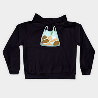 Transparent plastic bag with vegetables Kids Hoodie